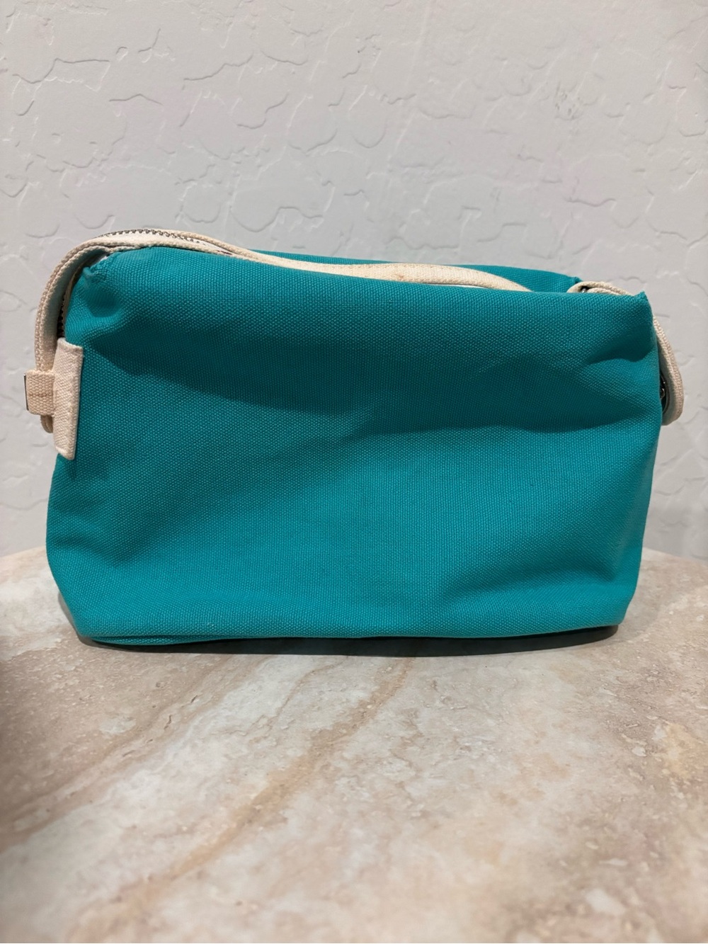 Michael Kors Island Teal Canvas Zip Pouch Cosmetic Bag